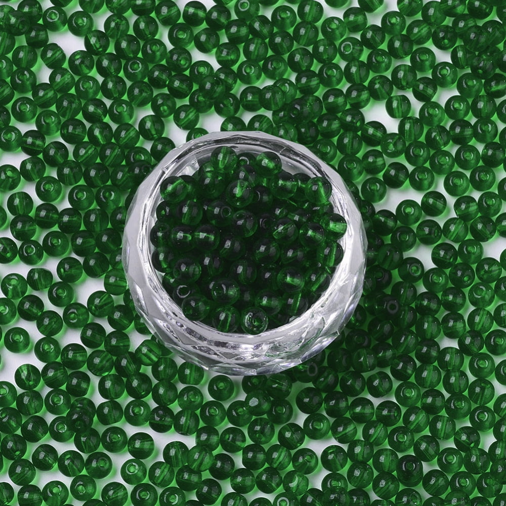 1 bag Transparent Glass Beads Round Green 4x3mm Hole: 1mm 4500pcs/bag