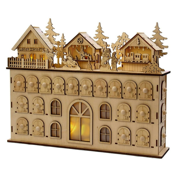 Kurt Adler 13-Inch LED Wooden Advent Calendar Decoration - Walmart.com