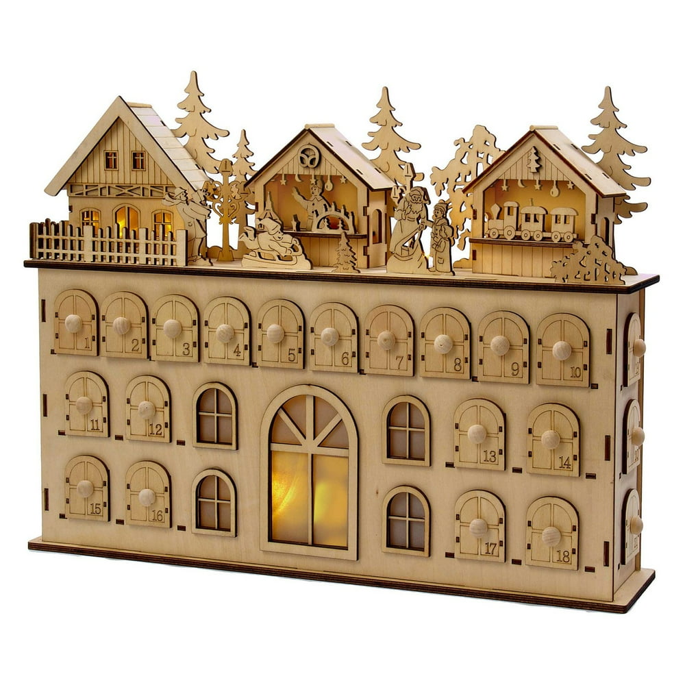 Kurt Adler 13Inch LED Wooden Advent Calendar Decoration