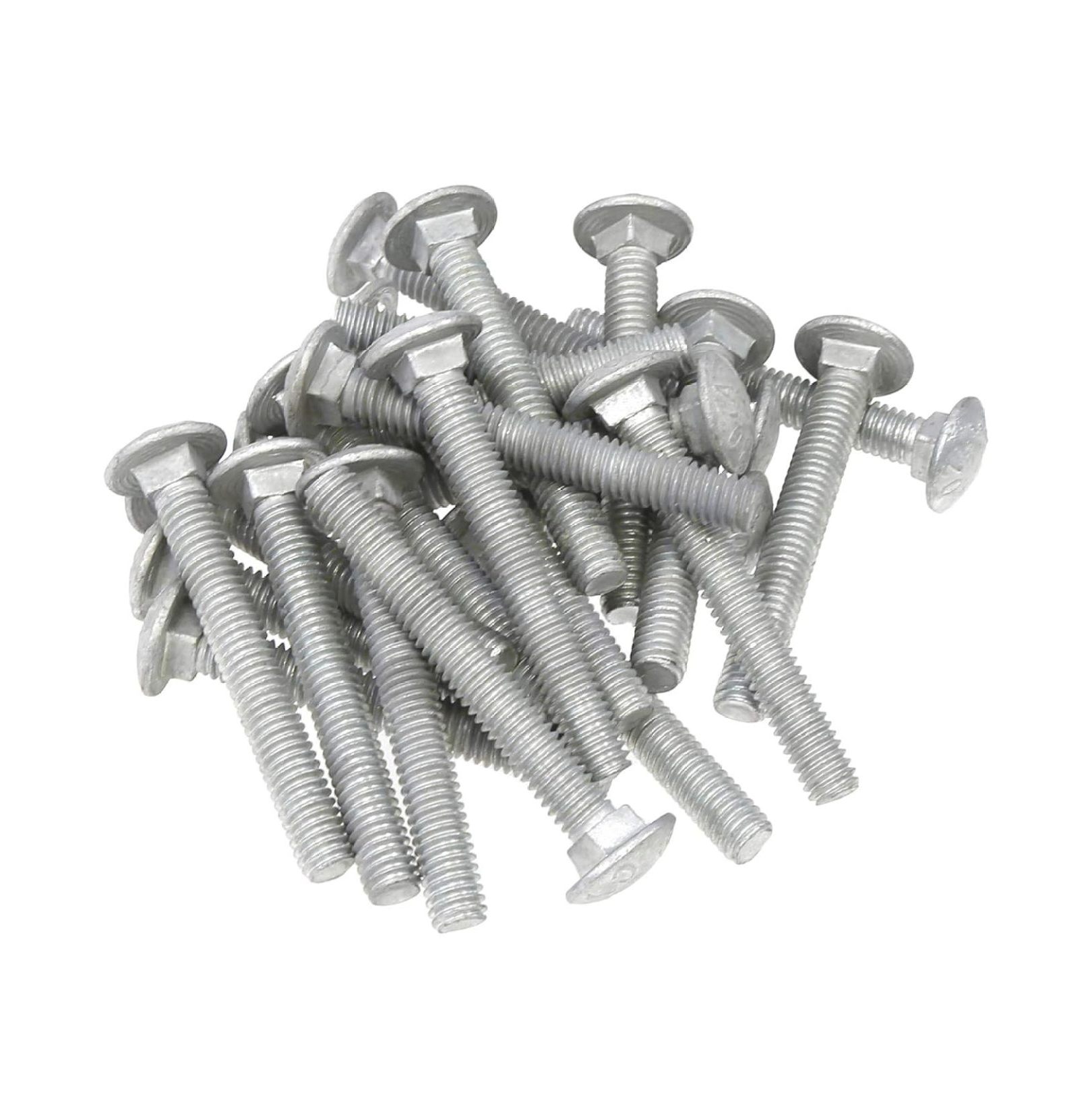 5/16" x 2 1/2" Long Carriage Bolts with Nuts, Galvanized Steel (Set of 25)