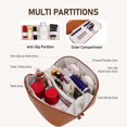thumbnail image 2 of Bolsa de cosméticos ETTP de piel sintética impermeable de gran capacidad, color marrón, 2 of 7