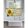 thumbnail image 3 of Sheer Curtains 45 Inch Length 2 Panels Set for Kitchen, Vintage Sunflower Semi Sheer Curtains for Windows, Pastoral Floral Retro Art Watercolor Voile Window Treatments Rod Pocket Curtain, 3 of 7