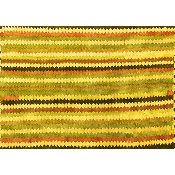 Ahgly Company Indoor Rectangle Southwestern Yellow Country Area Rugs, 8' x 12'