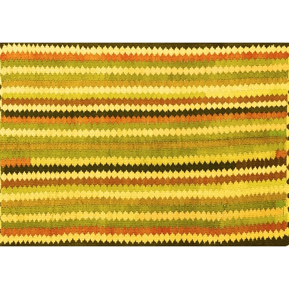 Ahgly Company Machine Washable Indoor Rectangle Southwestern Yellow Country Area Rugs, 5' x 7'