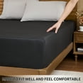 thumbnail image 4 of Hotella King Fitted Sheet, 100% Microfiber, 78"x80", Soft & Fade-Resistant, Deep Pocket for 6–14" Mattress, Black, 4 of 6