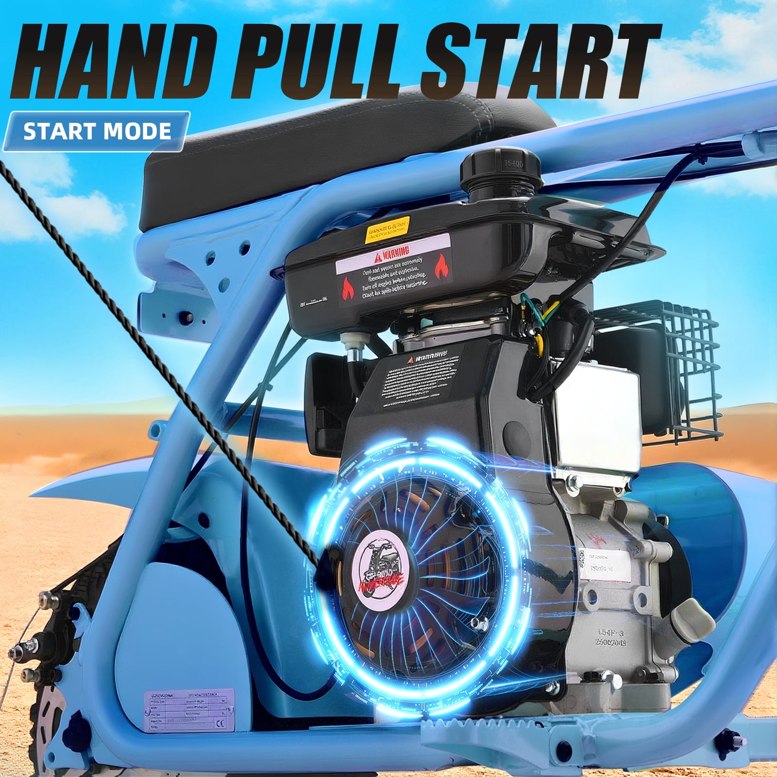 99cc Dirt Bike, Gas Powered, 4-Stroke with LED Headlight, 25MPH Minibike Trail Bike, Pull Start, Poucket Bike for Teenager and Adult, Summer Gift