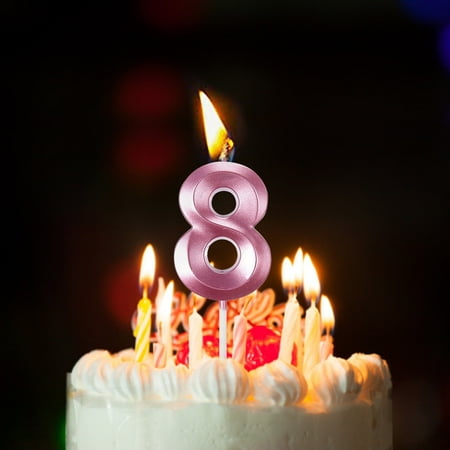 Safeglitz Extended Big Number Birthday Candles Multicolor 3D Design Cake Topper Decoration for Any Celebration Number Birthday Candle Age Candle Cake Decoration Party Supplies Pink 8