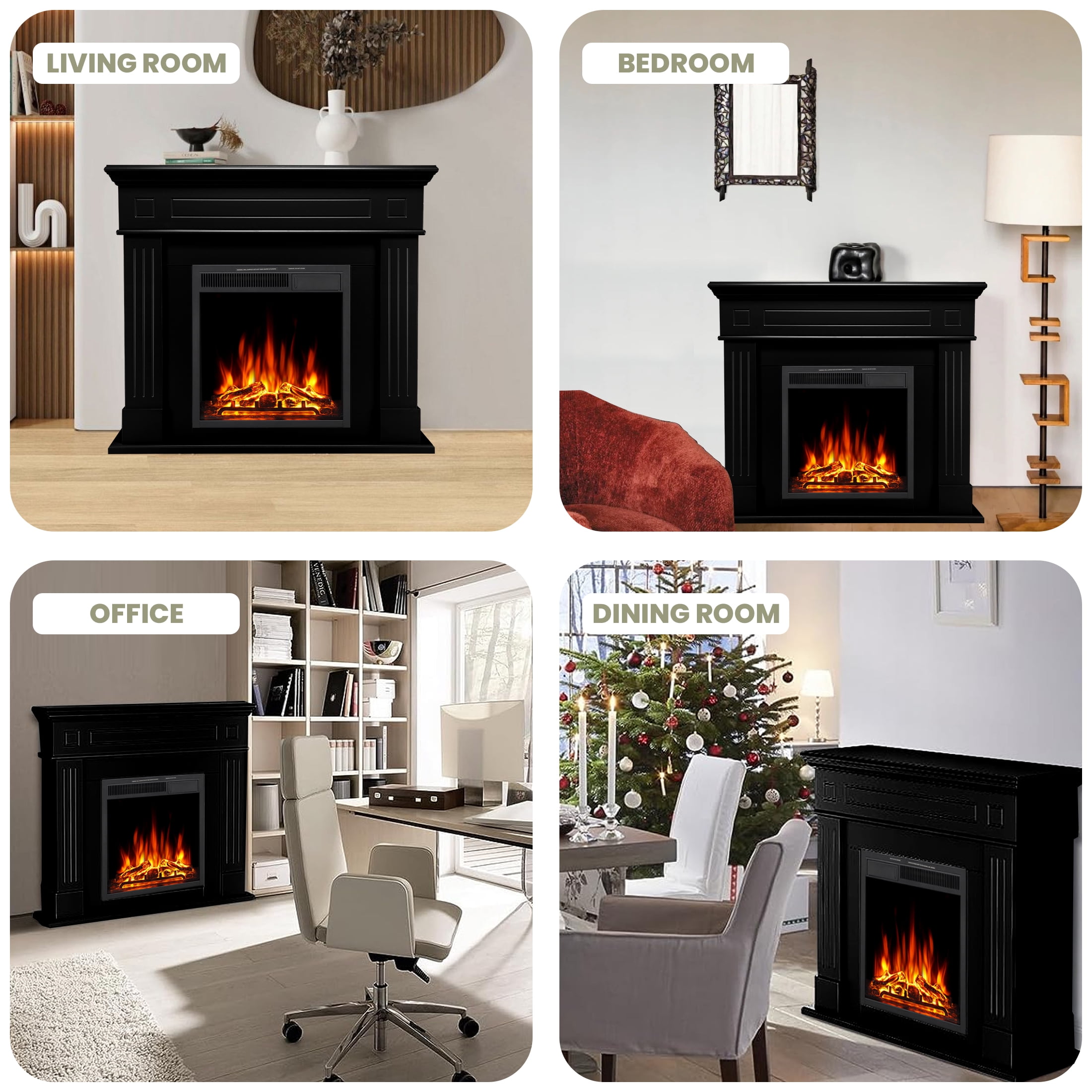 KISSAIR 39.57" x 43.31" Freestanding Remote Controlled 1500W Electric Fireplace