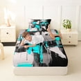 thumbnail image 4 of Homewish Blue Abstract Twin Sheets,Contemporary Art Bedding,3-Piece,1 Fitted Sheet and 1 Pillowcase, 4 of 6