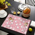 thumbnail image 3 of Pink Chicken Pattern Summer Placemats Table Placemats Set Of 6-Linen Kitchen Washable Placemats Table Mats 11.8"x17.7" Non-Slip Heat Resistant, 3 of 5