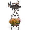 thumbnail image 1 of Gymax Solar Outdoor Bird Bath & Feeder Combo w/ Flower Planter Pedestal & Solar Lights Antique Bronze, 1 of 10