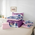 thumbnail image 5 of Erosebridal Ocean Sea Waves Bedding Sets Twin Size,Japanese Style Comforter Sets with Sheets,Moon Snow Mountain Pink Cherry Blossom Bed in a Bag Twin Size,Breathable Bedroom Decor Reversible,7-Piece, 5 of 6
