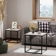 thumbnail image 5 of Coffee Table Set of 2, Modern Glass Nesting Table, Metal Frame Square Center Table Set, Side Tables, Nesting Coffee Table for Living Room, Bedroom and Small Spaces, 19.7in Black, 5 of 6