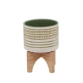 thumbnail image 1 of Sagebrook Home Jardinière Aztèque 5 Pouces avec Support en Bois, OLIVE, 1 of 2