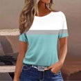 thumbnail image 5 of Szhihuiw Womens Tops Color Block Crew Neck Short Sleeve Shirts Dressy Casual Blouses Summer Clothes, 5 of 5
