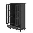 thumbnail image 5 of WIAWG Black 55.1" Perfect Pantry Storage Bookcase Display Cabinet - Glass 2-Door & 1-Drawer for Home Office, 5 of 5