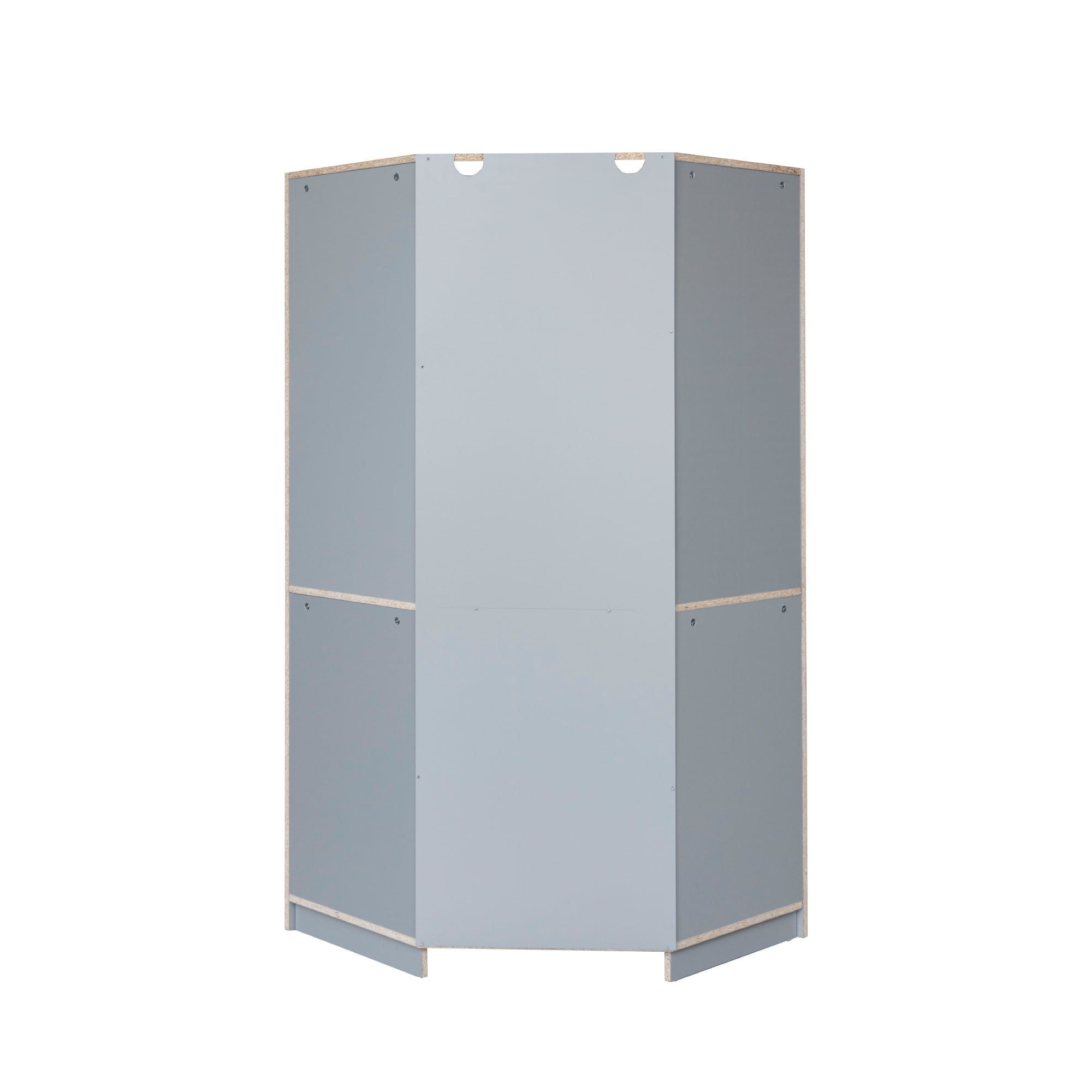 Euroco Modern Wood 63.6" Armoires, Polygon Corner Wardrobe for Kids Adults, Gray