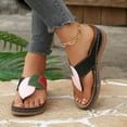 thumbnail image 2 of Rokment Women's Orthopedic Wedge Walking Flip Flops Boho Beach Vintage Casual Color Block Leather Arch Support Platform Chunky High Heel Dress Slippers Backless Sandals Black Size 6.5, 2 of 7