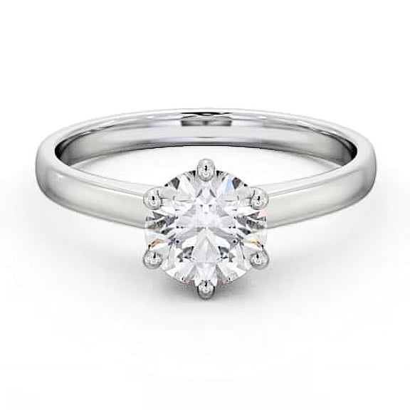 Edge Jewel 1.9 Ct White Round Cut Lab-Created Simulated Diamond Solitaire Engagement Ring 14K White Gold Plated for Women