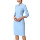 thumbnail image 4 of Vestido de tubo con cremallera y cuello de la edición INSPIRE CHIC para mujer, vestido de trabajo, color azul, 4 of 5
