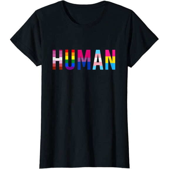 HUMAN LGBT Flag Pride Month Transgender Rainbow Lesbian T-Shirt