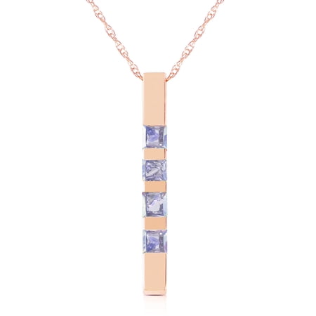 Galaxy Gold GG 14K Rose Gold Tanzanite Pendant Necklace - December Birthstone - Communication & Serenity - 16" to 24" - Fine Jewelry for Women