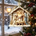 thumbnail image 2 of Clearance!3.15in Nativity Scene Christmas Ornament, Acrylic Hanging Ornament, Holy Family Birth of Christ Mary Jesus Decor, Indoor Outdoor Christmas Tree Decoration Religious Xmas Gift, 2 of 7