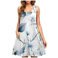 thumbnail image 2 of Ovzne Robes d'Été pour Femmes Robe Décontractée Grande Taille Sans Manches Col Rond Robe Courte Florale Robe Grande Taille Liquidation, 2 of 5