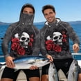 thumbnail image 4 of Bulopur Gothic Skull Print Men’s Graphic UV Hoodie Shirt, UPF 50+ Fishing Rash Guard with Breathable Mask, Quick Dry Lightweight Long Sleeve Sun Protection Top, 4 of 8