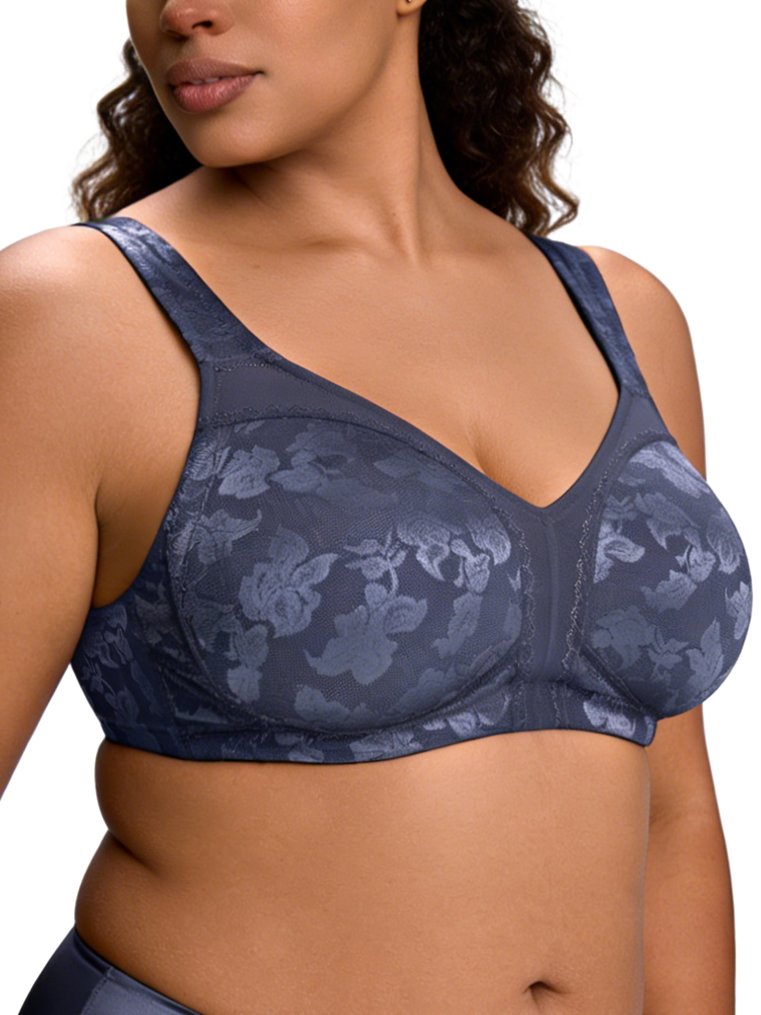 Deyllo Plus Size Bras for Women Seamless Minimizer Bras Full-Figure Support Unlined Non Padded Comfort Blue Bras Clothes-Size 36B