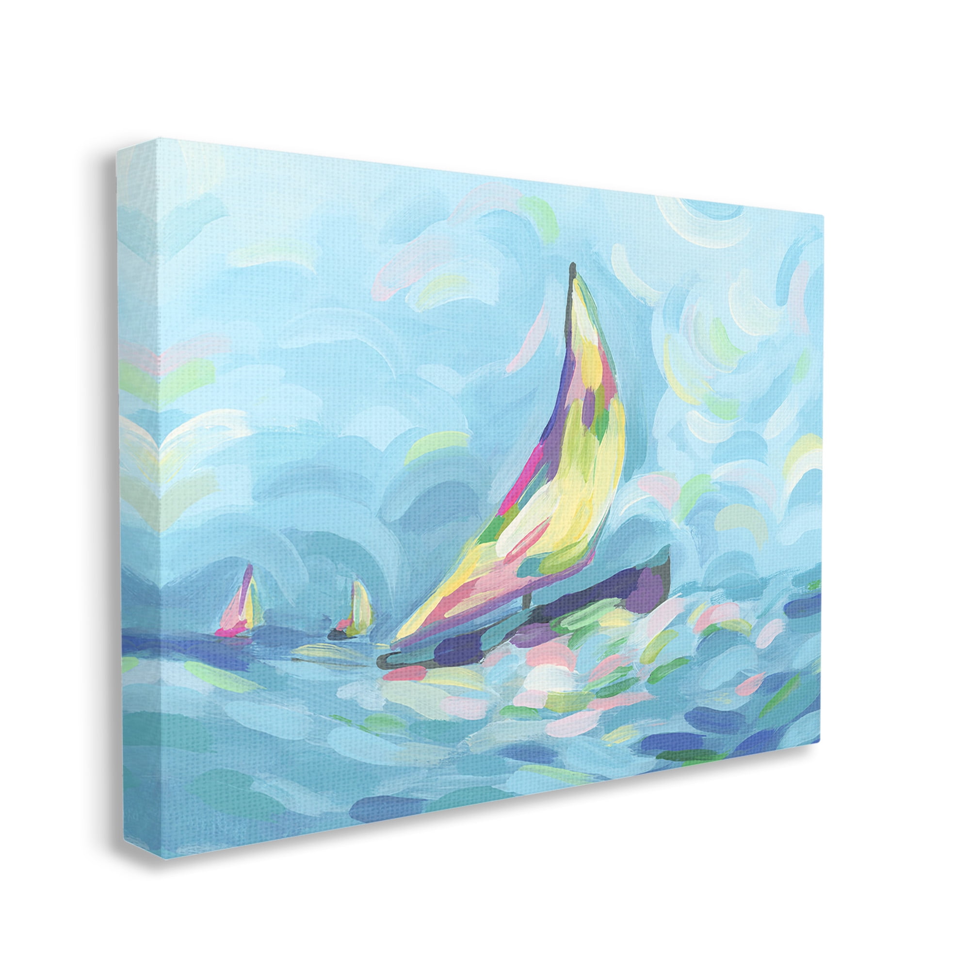 Stupell Industries Abstract Sailboat View Nature Painting Gallery Wrapped Canvas Art Print Wall Art, 30 x 24