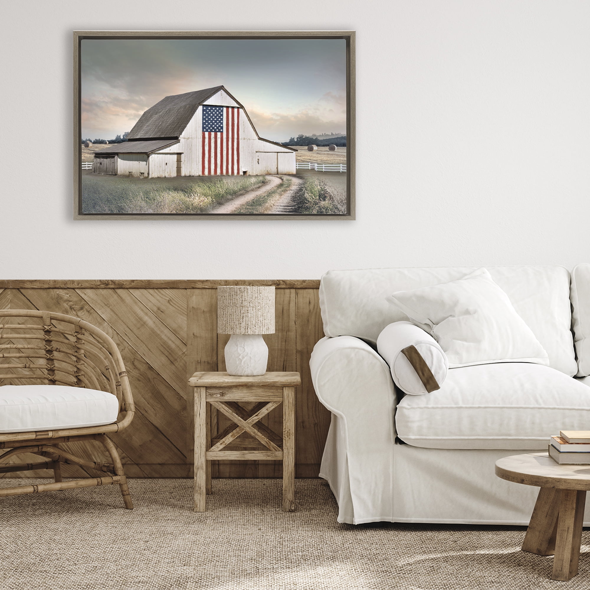 Stupell Industries Land That I Love Barn Brown Framed Floater Canvas Wall Art, design by CAD Designs
