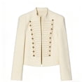thumbnail image 2 of Outerwear Jackets for Women, YABCSAZ Women's Jacket Slim Fit Button-Decorated Blazer Casual Fashionable Lightweight Solid Color Soft Versatile Daily Outerwear, Beige, 2 of 6