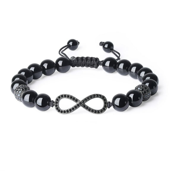 COAI Infinity Charm Tourmaline Stone Beaded Bracelet for Men