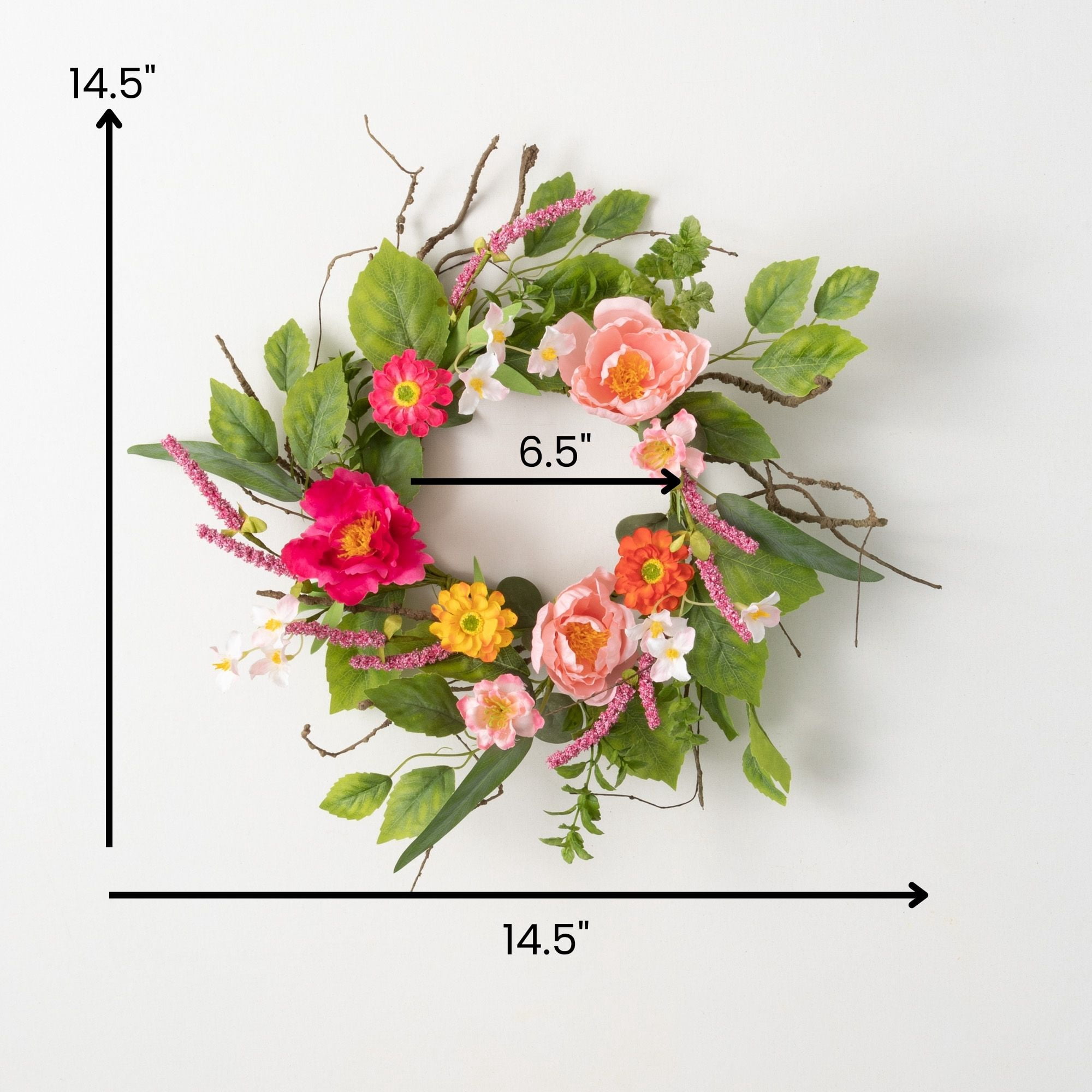 14.5"H Sullivans Vibrant Floral Small Wreath, Multicolor