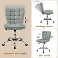 thumbnail image 6 of CRXX Armless Desk Chair Modern Tufted Office Chair Faux Leather Upholstered Computer Chair with Adjustable Seat Height and Rolling Wheels for Home/Office, Light Gray, 6 of 9