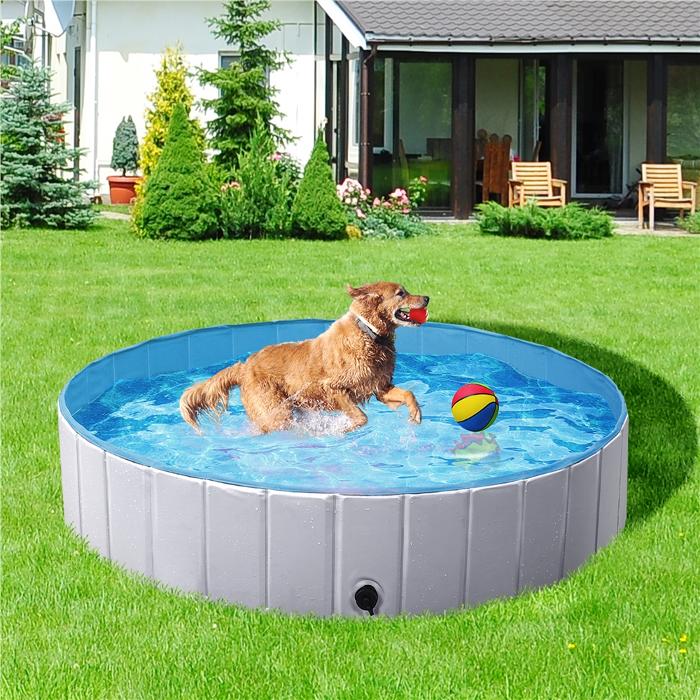Foldable Pet Swimming Pool for Garden/Beach/Yard/Home, XL 55 inch, Gray