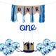thumbnail image 3 of Bandera de corona para el primer cumpleaños de niño, pastel, complemento para fiesta de primer cumpleaños de bebé, mesa de comedor con degradado, silla, falda, pancarta, 3 of 5