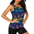 thumbnail image 2 of Wukai Retro Bright Pineapple Print &nbsp;Women's Workout Tank Top Mesh Yoga Shirts Athletic Running Tank Tops Athletic Gym Shirts - X-Large, 2 of 8