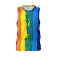thumbnail image 2 of Easygdp Rainbow Colored Men's Mesh Basketball Jersey Quick Drying Sleeveless Shirts Fitted Muscle Tank Tops Sport Round Neck T-Shirt - 3X-Large, 2 of 9