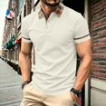 thumbnail image 6 of Zimjoy Men's Polo Shirt Short Sleeve Waffle Knit Casual Golf Polo Plaid Collar Stylish Button Down Business Casual Shirt for Men Beige L, 6 of 7