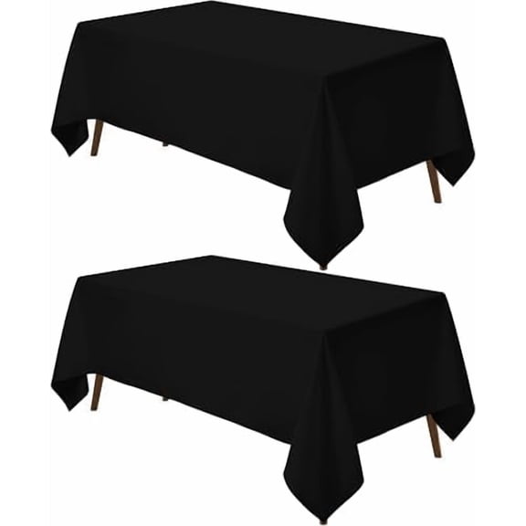 Rectangle Table Cloth 2 Pack(90x156 Inches, Black), Tablecloth Machine Washable, Polyester Table Cover for Dining, Buffet Parties, Picnics, Events, Weddings and Restaurants