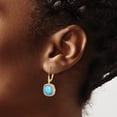 thumbnail image 3 of 14k Turquoise and Diamond Leverback Earrings, 3 of 4