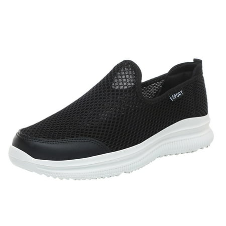

Yindaity Mens Walking Shoes Men s Banded Jogger Slip-on Athletic Sneakers Wide Width Available Z01-White 8.5