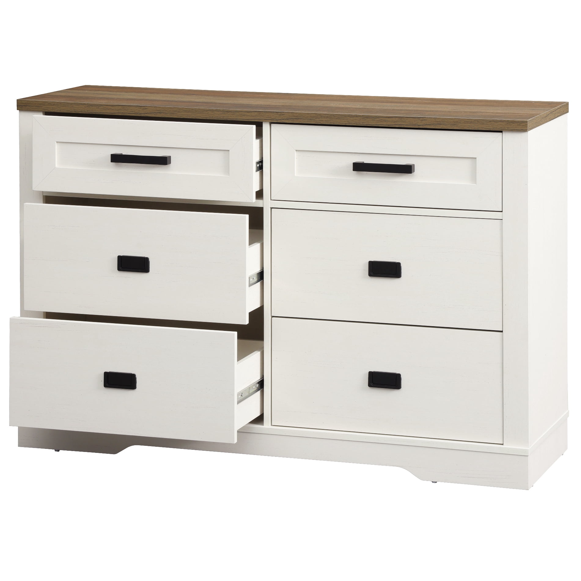 Dresser for Bedroom with 6 Drawers,Mid Century Modern Closet Storage Organizer, Chest of Drawers with Metal Handles, Wood Dresser for Liviing Room, Hallway, White
