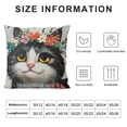 thumbnail image 5 of YINGXI Cute Cat Pillow Cover, Pet Animal Double Sides Print Pillowcase, Blooming Flowers Natural Throw Pillow Cover Single Pack 24x24in, 5 of 5