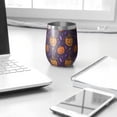 thumbnail image 3 of 12oz Stemless Wine Tumblers Pumpkin Hat Halloween Pattern Vacuum Insulated Stainless Steel Travel Tumbler Cups Mug with Lid and Straw for Champaign,Cocktail,Beer with Cleaning Brush, 3 of 5