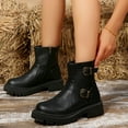 thumbnail image 4 of Bnwani Women Boots Fashion Toe Zipper Thick Casual Knight Boot Black Size 5.5, 4 of 9