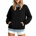 thumbnail image 7 of Frostluinai Sweatshirts with Jean Collared Women Denim Hem Patckwork Pullover Tops Long Sleeve Lightweight Fleece Line Sweat Shirts with Pocket S-XXL, 7 of 7