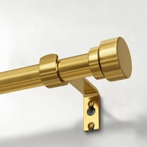 Yokila Warm Gold Curtain Rods for Windows 16 to 144 Inches Adjustable Length Heavy Duty 1" Diameter Window Curtain Rod with Solid Metal Finials for Outdoor Living Room Bedroom Farmhouse Kitchen